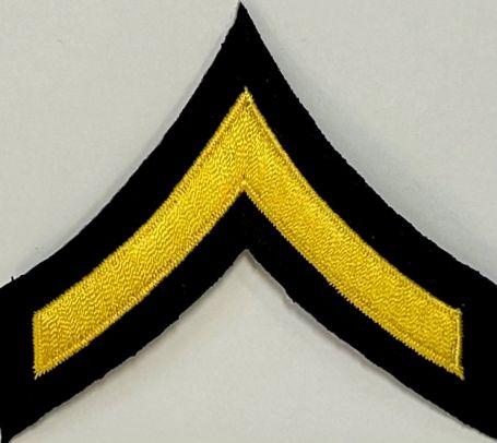 PRIVATE (PVT) CHEVRON MEDIUM GOLD on BLACK - SOLD in PAIRS.